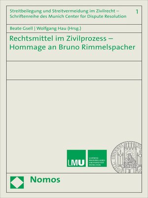 cover image of Rechtsmittel im Zivilprozess--Hommage an Bruno Rimmelspacher